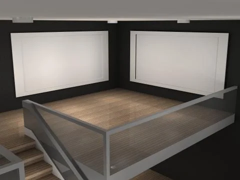 Illustration of a museum with 2 empty frames Stock Illustration