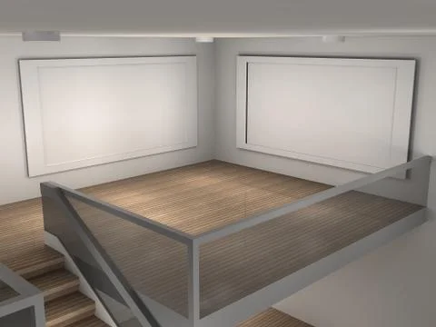 Illustration of a museum with 2 empty frames Stock Illustration