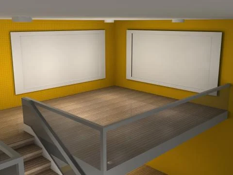 Illustration of a museum with 2 empty frames Stock Illustration