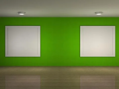 A illustration of a museum with frames Stock Illustration