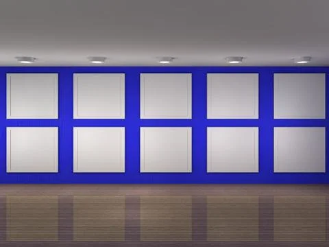 A illustration of a museum with frames Stock Illustration