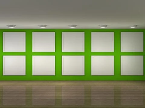 A illustration of a museum with frames Stock Illustration
