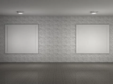 A illustration of a museum with frames Stock Illustration