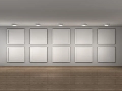 A illustration of a museum with frames Stock Illustration