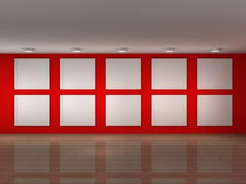 A illustration of a museum with frames Stock Illustration