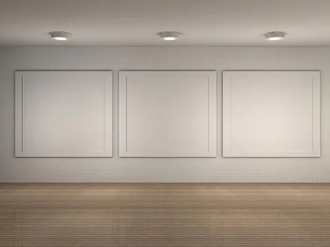 Illustration of museum interior with frames Stock Illustration