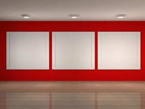 Illustration of museum interior with frames Stock Illustration