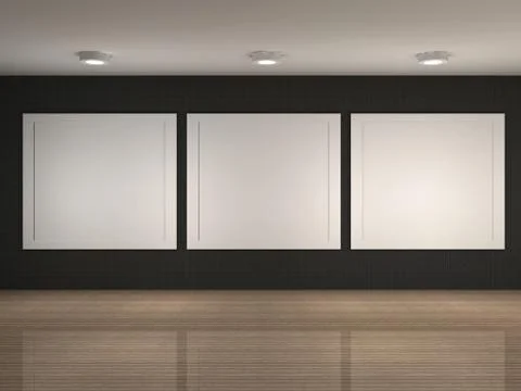 Illustration of museum interior with frames Stock Illustration