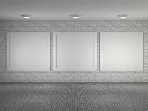 Illustration of museum interior with frames Stock Illustration