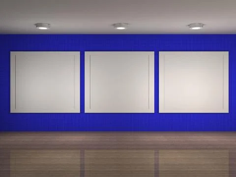 Illustration of museum interior with frames Stock Illustration