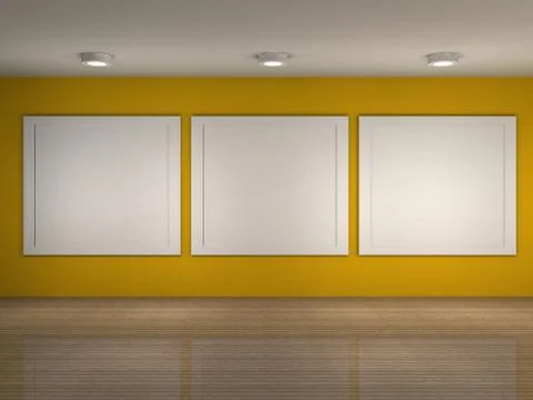 Illustration of museum interior with frames Stock Illustration
