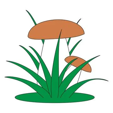 Illustration of a mushroom in the grass Stock Illustration