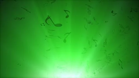 Illustration of Music notes fly out from bottom of screen. Green Color. Stock Illustration