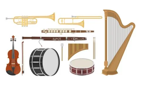 An illustration of musical instruments set Illustrazione stock