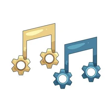 Illustration of Musical notes with gears Illustrazione stock