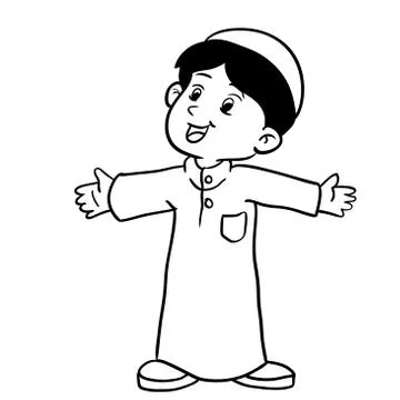 Illustration of A Muslim Boy standing-Vector Illustration Illustrazione stock