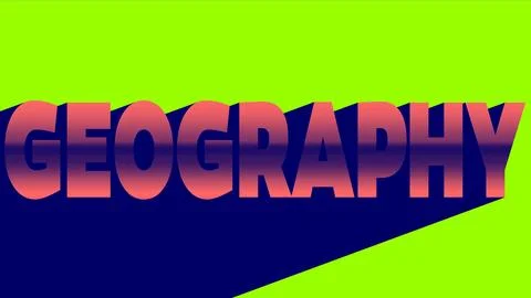 Illustration with the name Geography in solid green. Illustrazione stock