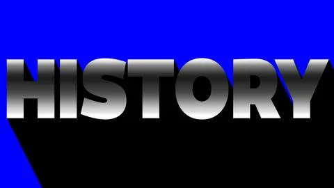 Illustration with the name History in solid blue. Stock Illustration