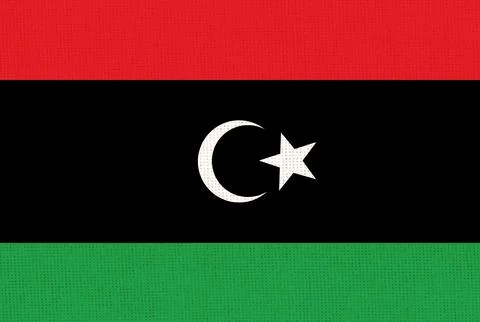Illustration of the national flag of Libya. Libyan official flag on fabric Stock Illustration