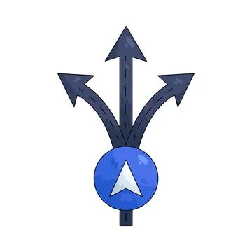 Illustration of Navigation with three paths Stock Illustration