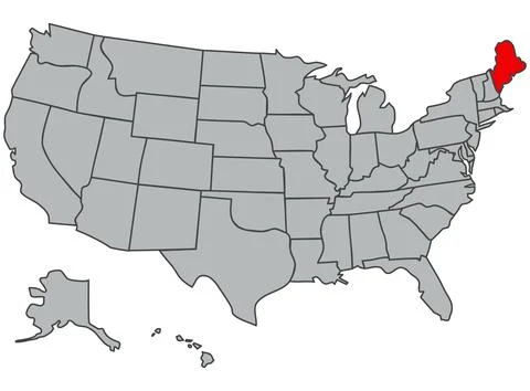 Illustration of New Maine. Vector map of the USA in gray color. Contours of t Illustrazione stock