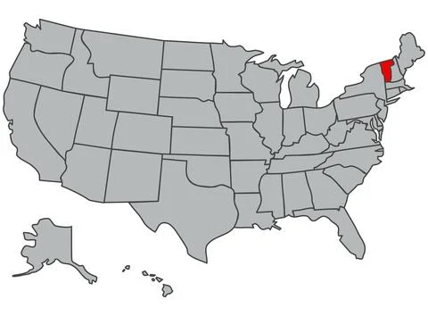 Illustration of New Vermont. Vector map of the USA in gray color. Contours of Illustrazione stock
