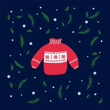 Illustration of the New year with a red jacket in vector. Picture with a jacket Stock Illustration