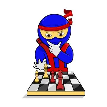 Illustration of ninja playing chess, elemental ninja.. Stock Illustration