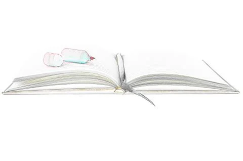 Illustration of a note book with a high lighter Illustrazione stock