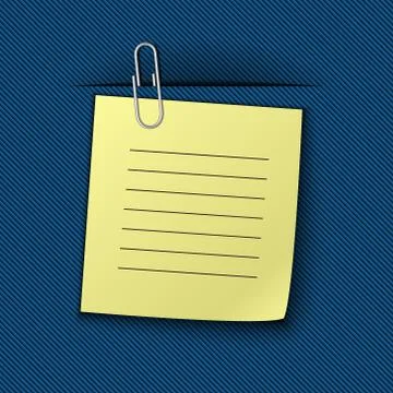 Illustration of the note clipped to the blue drapery Stock Illustration