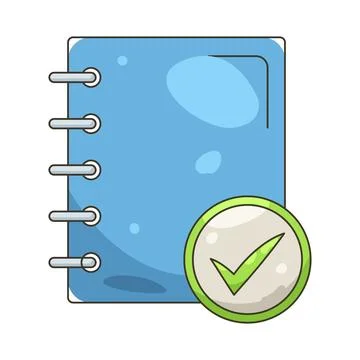 Illustration of notebook with a checkmark Stock Illustration