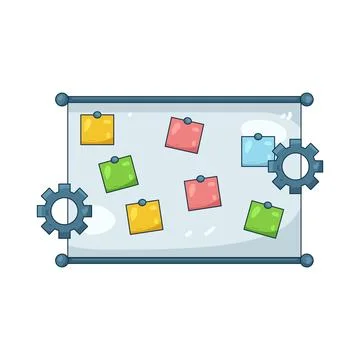Illustration of notice board with sticky notes Stock Illustration