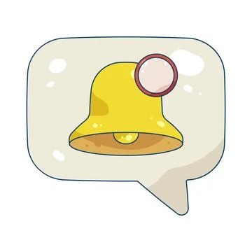 Illustration of notification bell in a speech bubble 库存插图
