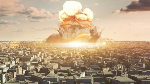 Illustration of nuclear explosion in the metropolis イラスト素材