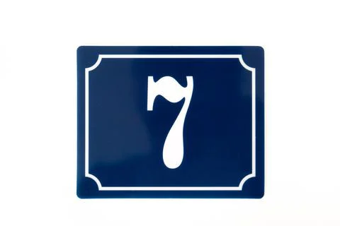 Illustration of the number 7 on a blue rectangle on a white background イラスト素材