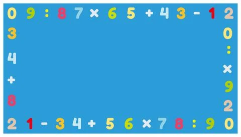 Illustration of numbers and punctuation marks on a blue background Stock Illustration