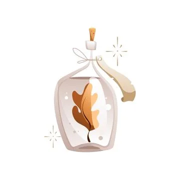 Illustration of an oak leaf in a bottle. Stock Illustration