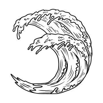 Illustration of ocean wave. Design element for poster, emblem, banner, sign.. Stock Illustration