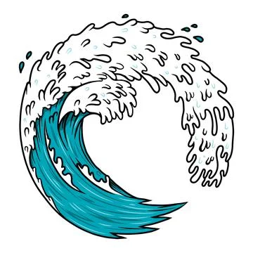 Illustration of ocean wave. Design element for poster, emblem, banner, sign.. Stock Illustration