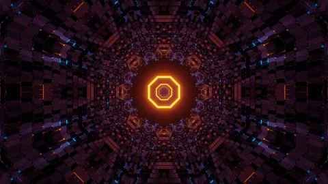 Illustration of an octagonal shape surrounded by lights Stock Illustration