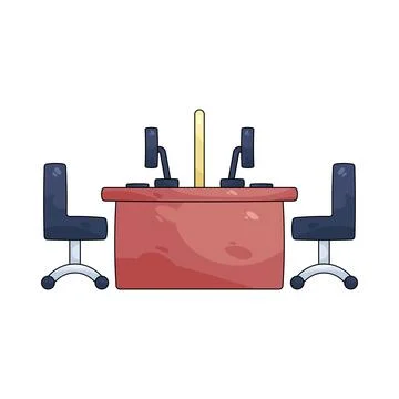 Illustration of office desk setup Stock Illustration