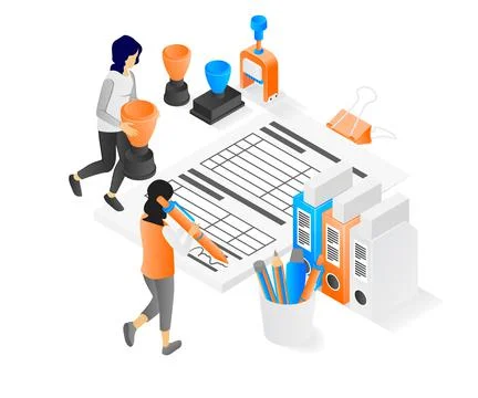 Illustration of an office worker at work Stock Illustration