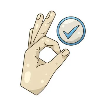 Illustration of OK with a checkmark 스톡 일러스트