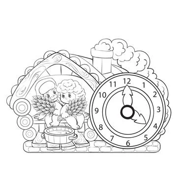 Illustration of an old clock face with perspective angle, eps8 vector Stock Illustration