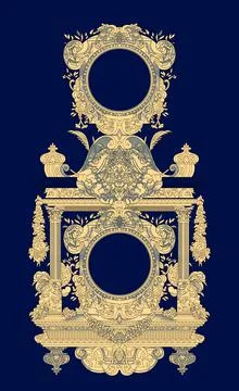Illustration of an old design with frames and sculpture patterns 스톡 일러스트