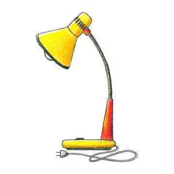 The illustration of old table lamp. Stock Illustration