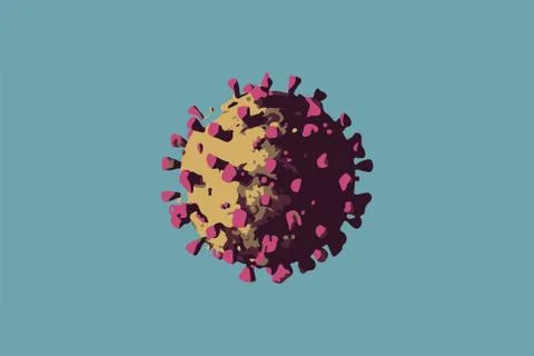 Illustration of one virus cell on blue background Stock Illustration
