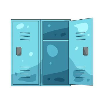 Illustration of Open blue school lockers Stock Illustration
