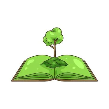 Illustration of open book with a growing tree Stock Illustration