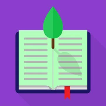 Illustration of an open book with a tree. Flat design Stock Illustration